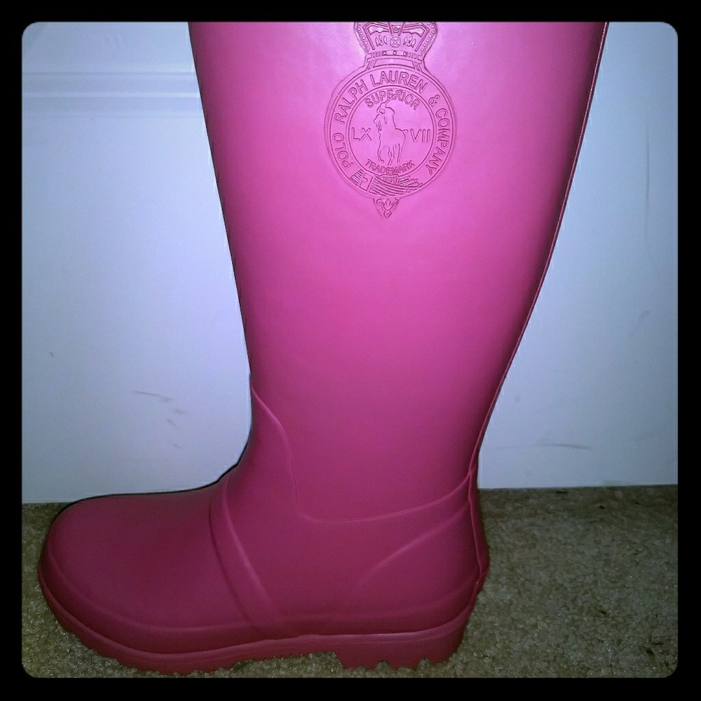 Pink Ralph Lauren rain boots